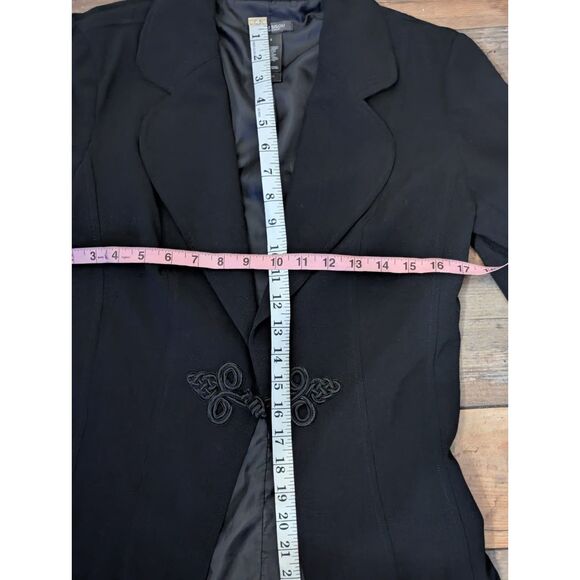 Bisou Bisou Long Black Duster Coat Size 6 Frog Closure Goth Whimsigoth Regency - Picture 4 of 6